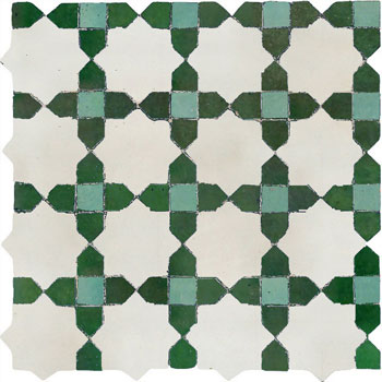 Mosaic House Moroccan tile Tanger C 1-10-12 White Green Light Green  zellige, mosaic, zellij, field, pattern, glaze, stars, classic 